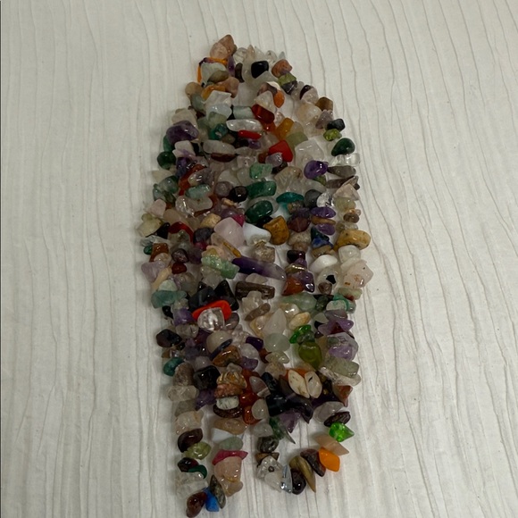 Vintage stand 32 inch Multicolor Gemstone chip Necklace bohemian rainbow - Picture 14 of 14